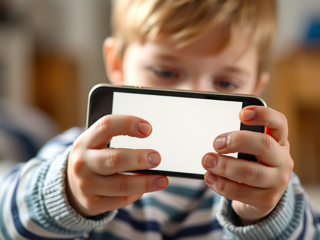 Child playing on an iphone